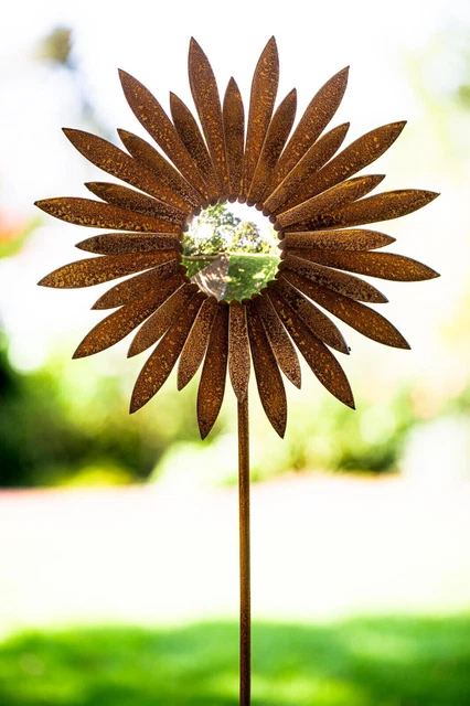 Gartenstecker Pusteblume Aus Metall – 134 Cm Hoch, Rostoptik, Wetterfeste Gartendeko Aus Stahlblech