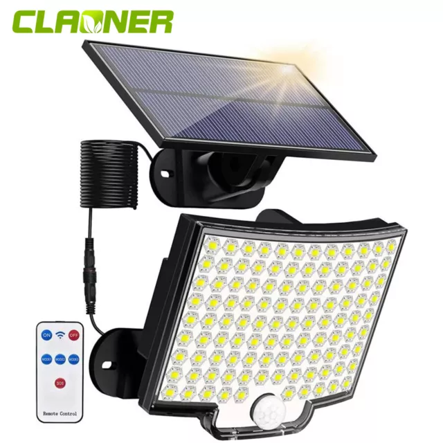 CLAONER 106 LED Solar Motion Sensor Light Outdoor Security Garden Flood Lamp