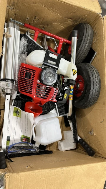 USED 1.25kW Gas Power Walk Behind tractor dirt snow Sweeper Broom Second hand
