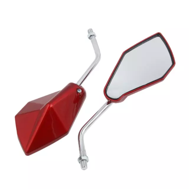 Par Rojo Espejo Retrovisor para Motocicleta Scooter ATV 10mm Rosca