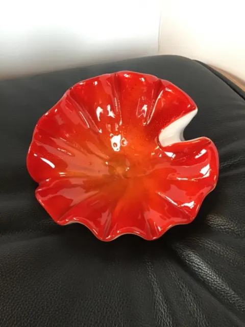 Murano Glass bowl red with flecks of gold 7” wide and 2.5” tall