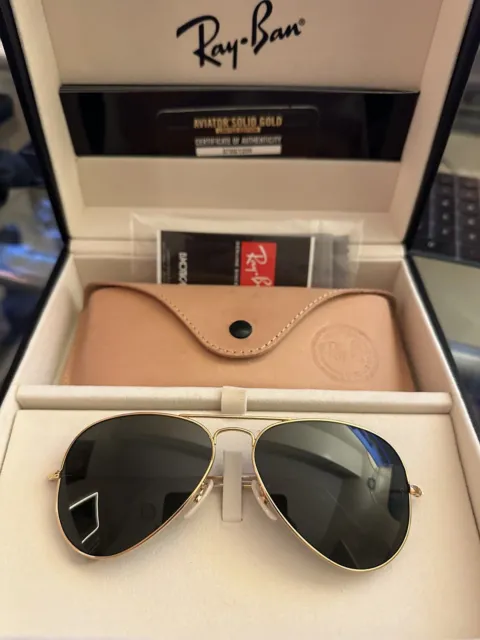 Ray Ban Aviator RB3025K Sunglasses 160/N5 Solid 18K Gold Limited Edition.