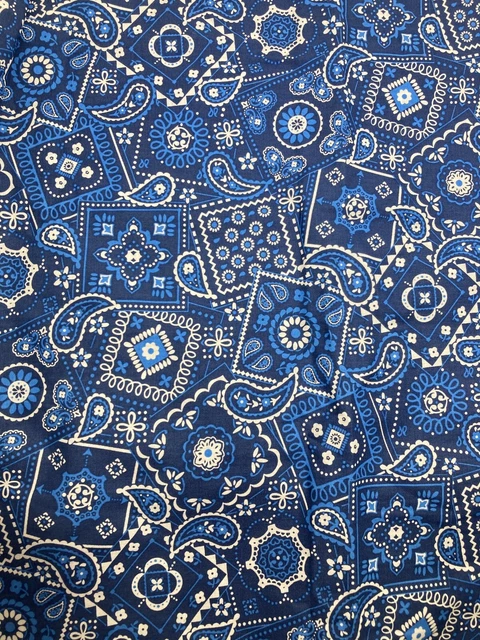 Waverly Cotton Fabric Blue Bandana Screenprint 1.25Y x 44"W Western Cowboy