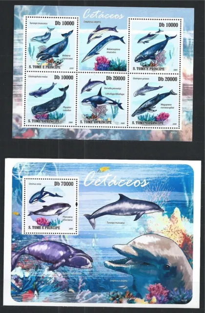 Sao Tome And Principe 2009 Block Mini Sheet Set Sea Life Dolphin MNH