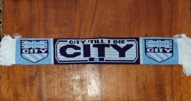 5x Manchester City Crested Mini Scarf Car Hang Up Rubber Suction Pads Football