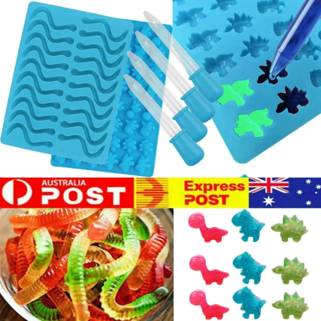 New Gummie Snake Worms Mold DIY Edible Gummy Snakes Lollies Candy Silicone Mould