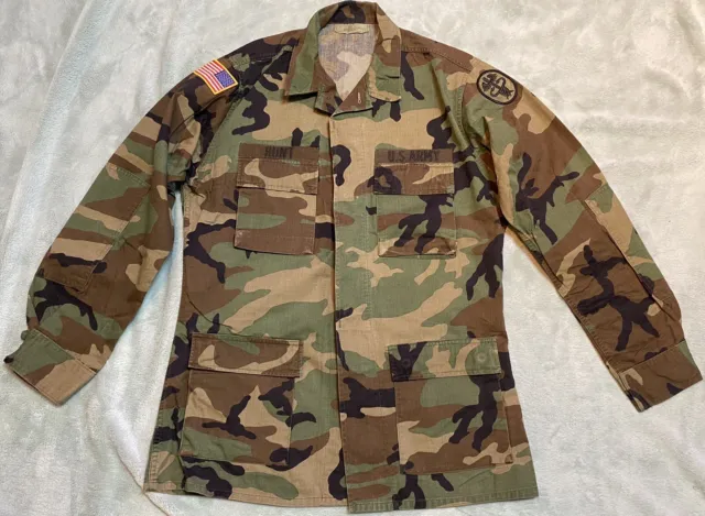 US ARMY BDU Woodland Camo Uniform Top Military Shirt Medium XLong ...