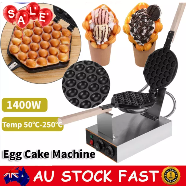 1.4KW Electric Bubble Egg Cake Maker Oven Waffle Bread Kitchen Cooking Machine