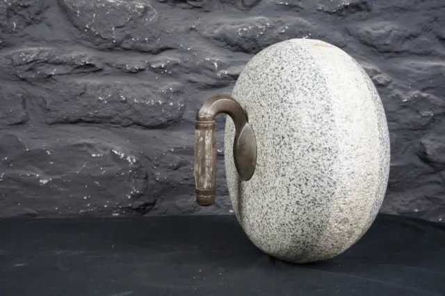 Antique Ailsa Craig Common Granite Curling Stone with Bronze Handle ~ Door Stop