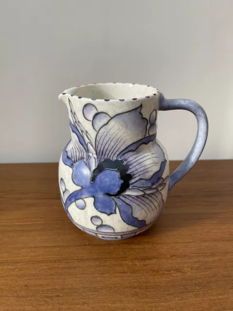 Charlotte Rhead jug in the blue peony pattern. Bursley Ware, TL43