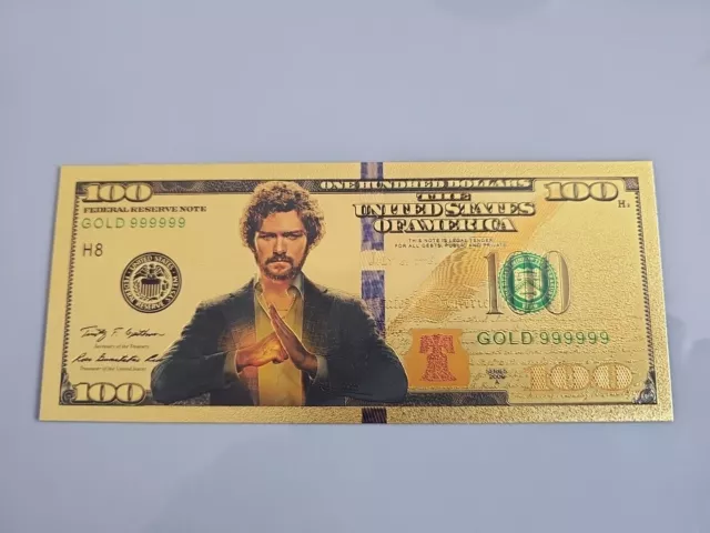 Marvel Iron FIST Gold Foil Banknote 100 USD