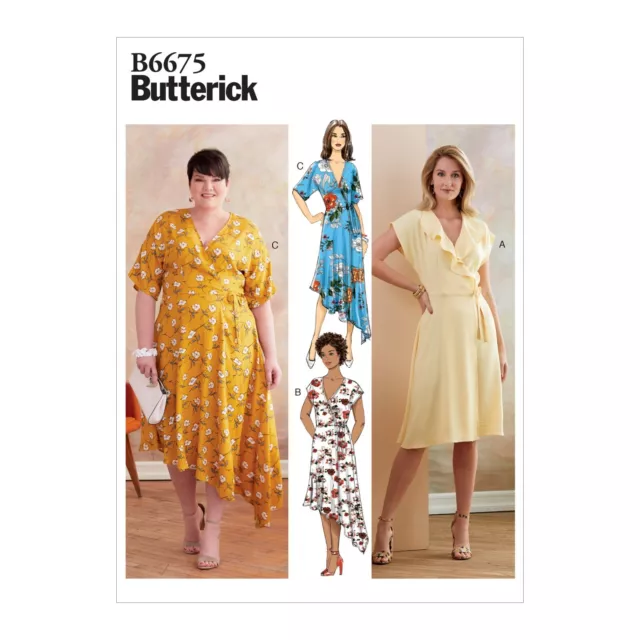 Butterick Easy SEWING PATTERN B6675 Misses Or Womens wrap Dress 8-16 Or 18W-24W