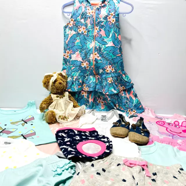 Baby Girl Clothing Bundle Lot Bulk x14 Rip Curl Peppa Pig Shirts Dress Size 1