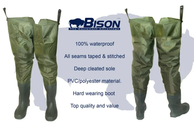 BISON PVC / NYLON THIGH HIP WADERS SIZES 6 to 12 £15.99 - PicClick UK