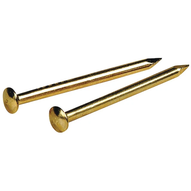 Alambre de anclaje Hillman de 1/2 pulgada 18 ga 1,5 oz. Alfileres de escudo de acero chapados en latón