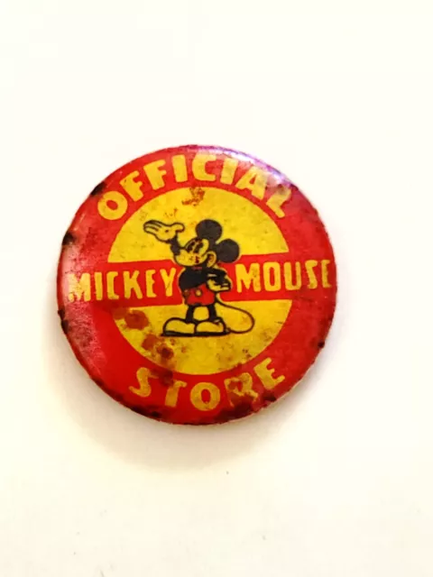 Vintage Mickey Mouse Official Store Pinback Kay Kamen New York London Disney