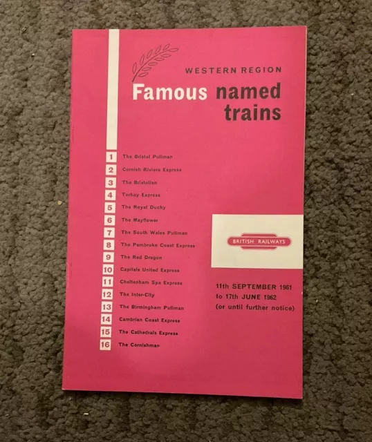 Western Region Famous Named Trains 12Th June To 10Th September 1961