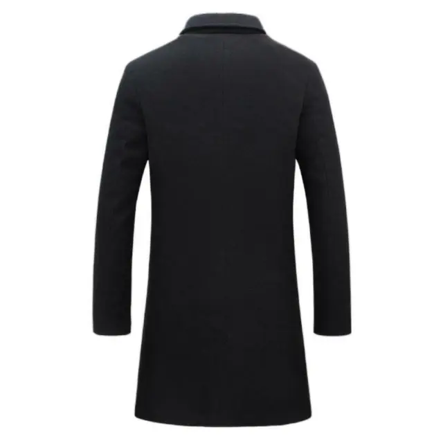 Mens Warm Woolen Trench Coat Double Breasted Overcoat Long Jacket Outwear Winter 9