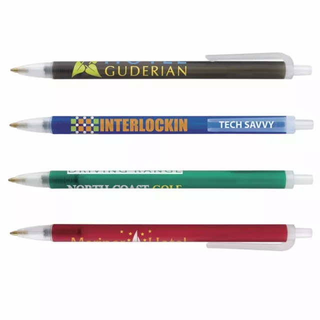 Custom Contender Frosted Pen Printed With Your Imprint On The Barrel on 300 Pens