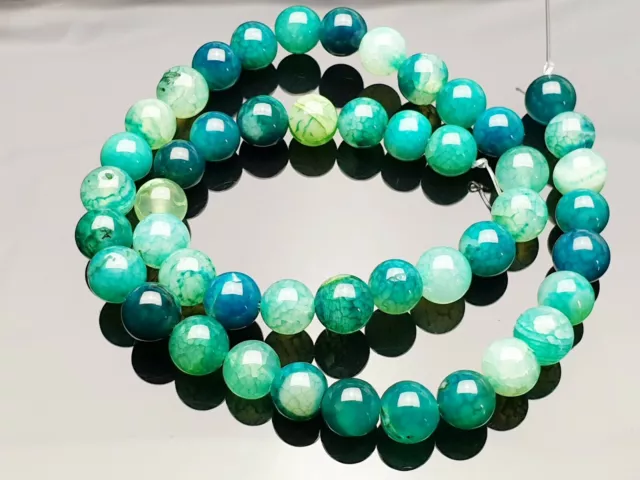 Achat Agate Edelstein Perlen grün rund Kugel Gemstone beads Dragon Veins 8 mm