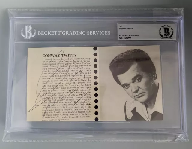 Conway Twitty Bas Beckett Coa Slabbed Ticket Signed Country Music Autographed