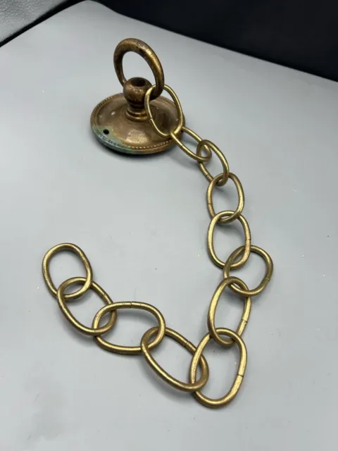 Antique Large Brass Lighting Hook  Edwardian + Later 20" Brass Chain Large link