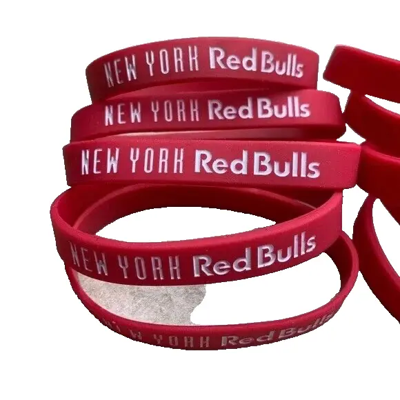 New York Red Bulls Red Runs Deep MLS Soccer Football Red White Silicone Bracelet