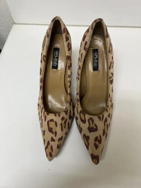 Splash Womens Animal Leopard Print High Heels Pumps Shoes Size 6 1/2