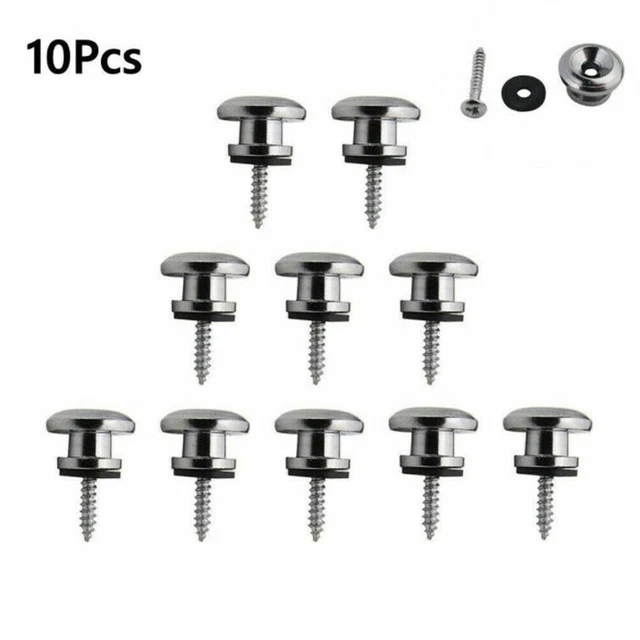 Lot De 8 Boutons De Sangle Pour Guitare Giantree - Métal, Noir/Argenté, Pour Guitare Électrique, Acoustique, Basse