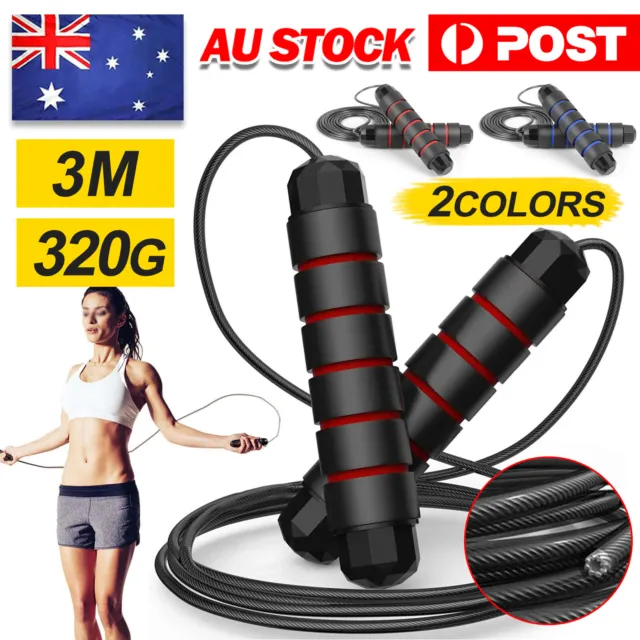 Speed Skipping Jump Rope Adjustable Steel Wire Bearing Gym Boxing Exercise Yoga