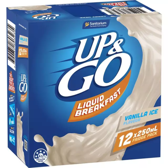 Up & Go Vanilla Milk Liquid Breakfast Cartons 250ml X 12 Cartons