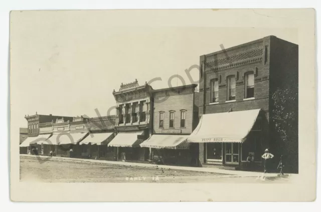 RPPC Street View Stores in EARLY IA Sac County Iowa Real Photo Postcard