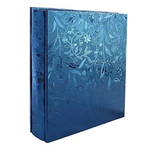 Álbum de fotos 4x6 600 fotos cubierta de cuero PU grande 600 bolsillos azul hoja en S