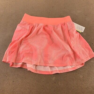 All In Motion Girl's Size XL (14/16) Orange Pleated Lined Athletic Skort NWT