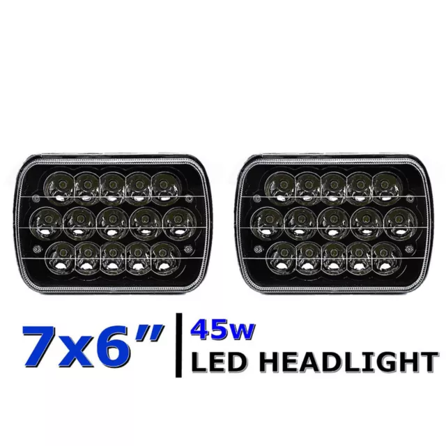 7X6" Black LED HID Light Bulbs Clear Sealed Beam Headlamp Headlight Pair