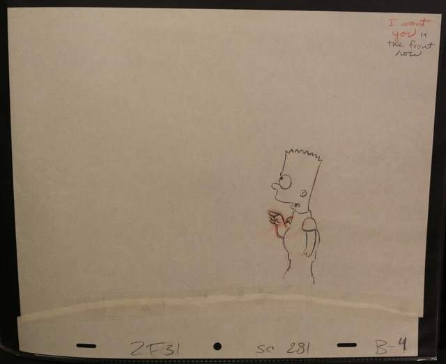 The Simpsons Pencil Animation Art - Bart "I Want You" SC 281 B 4