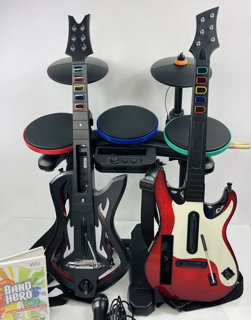 NINTENDO WII GUITAR Hero Band Hero Bundle Warriors of Rock Drums 2