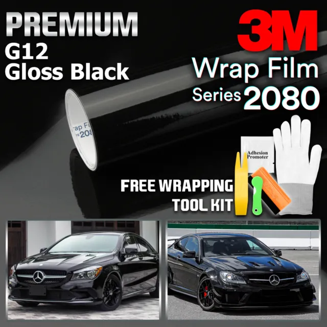 5FTx7FT Genuine 3M 2080 G12 Gloss Black Vinyl Wrap Car Sticker Bubble Free