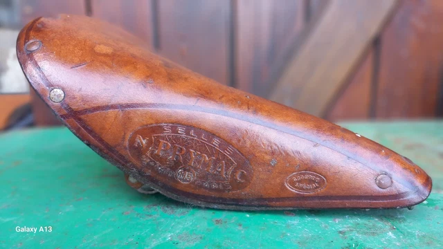 Selle Vélo Cuir Vintage PRYMA Norex - Cyclotourisme - Belle Patine - Fabriquée En France