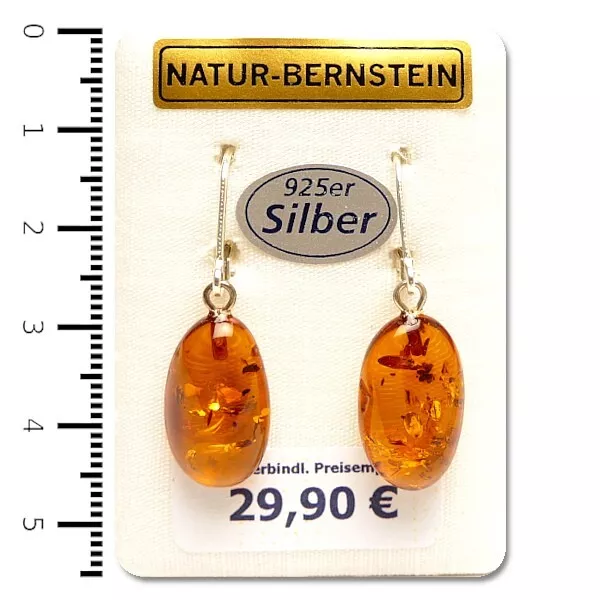 Boucles d'oreilles en ambre naturel boucles d'oreilles gouttes sur étrier en argent 925 (90204s)