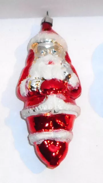 Vintage Christmas Tree Ornament SANTA CLAUS Venetian Dew Glass W. Germany 5.5 In