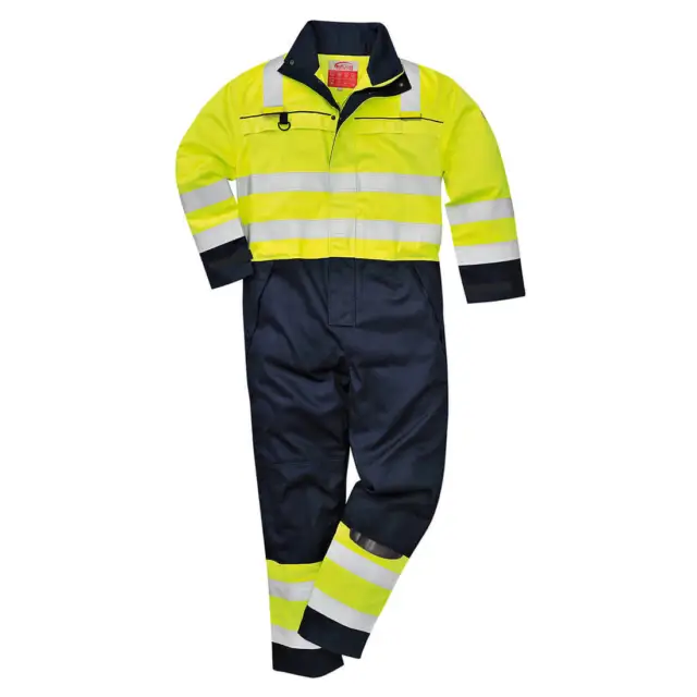 BIZ FLAME HI Vis Multi-Norm Flame Resistant Coverall Yellow / Navy 2XL ...
