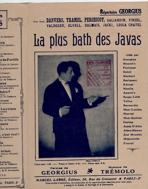 PARTITION LA Plus Bath Des Javas Tremolo Perchicot Tramel