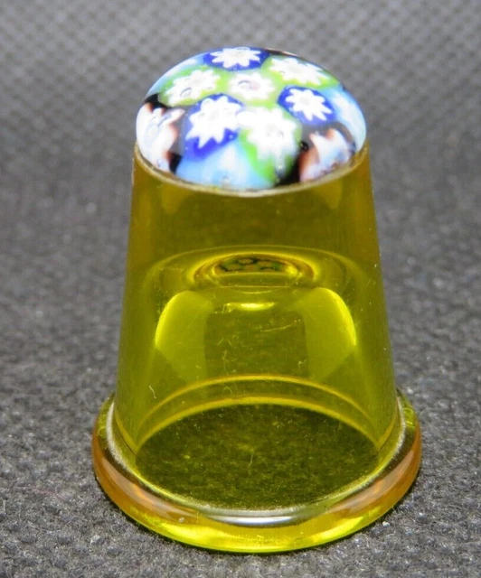 Vintage Caithness Millefiori Glass Collection Thimble - Yellow