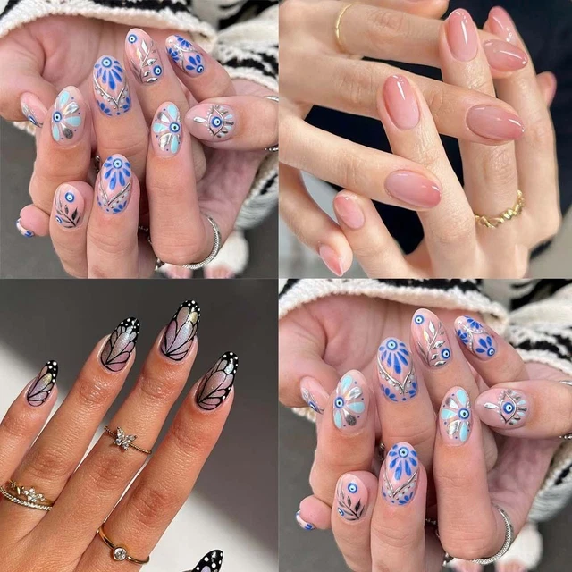 Long Oval False Nails French Nail Tips Manicure Press on Nails  DIY