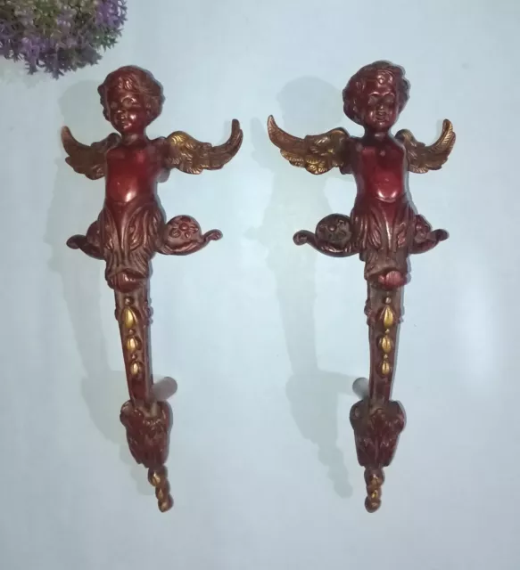 Brass Angel Baby Door Pull Flying Cupid Boy Room Entrance door Handle Pair HK545