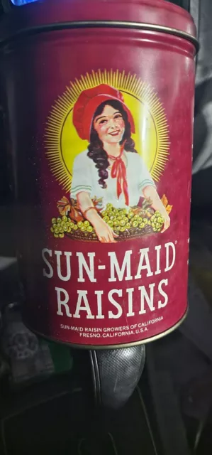 Vintage Sun-Maid Raisins Collectible Tin Storage Can Advertising 1990’s Retro