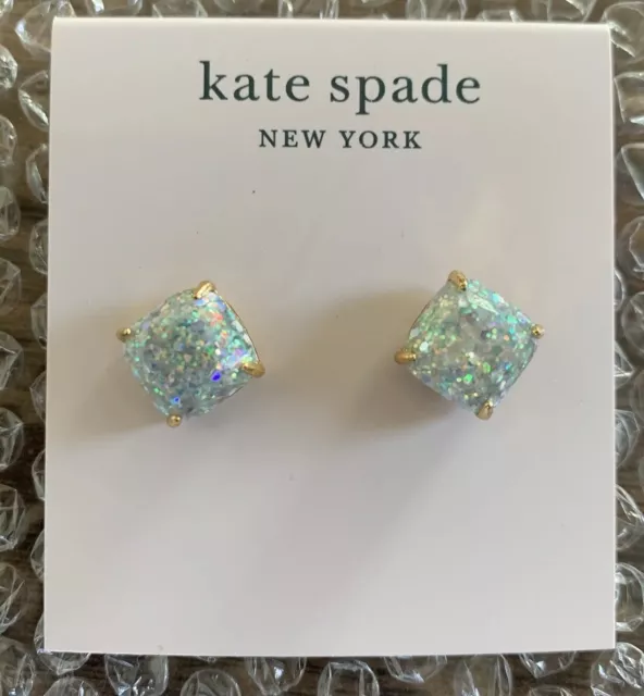 Kate Spade New York Earrings Opal Mini Small Square Studs Gold Tone