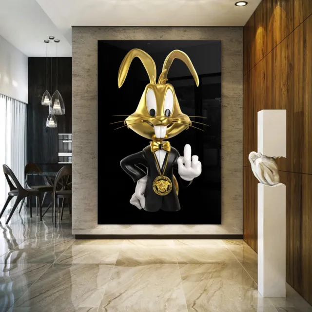 Wandbild Bugs Bunny Golden , Luxus Kunst Marke Acrylglas , Leinwand Poster ,Deko