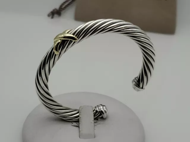 David Yurman 7mm X Cable Bracelet with 14k Yellow Gold Size Large 3